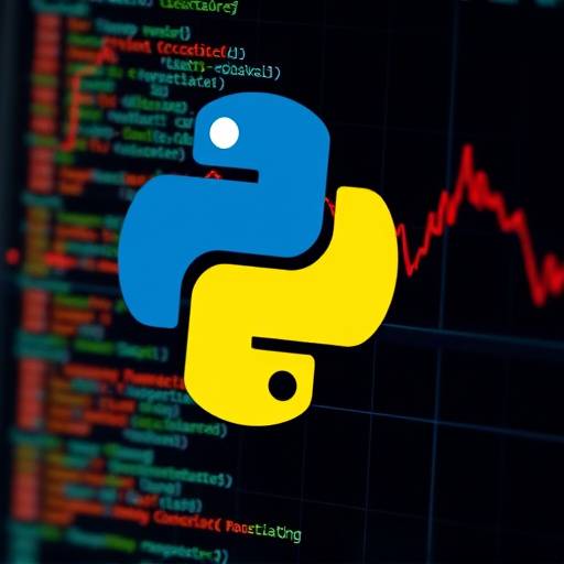 Course featured image: A close-up of Python code overlaid on a chart representing data analysis.